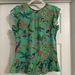 Banjanan 100% silk flutter sleeve top